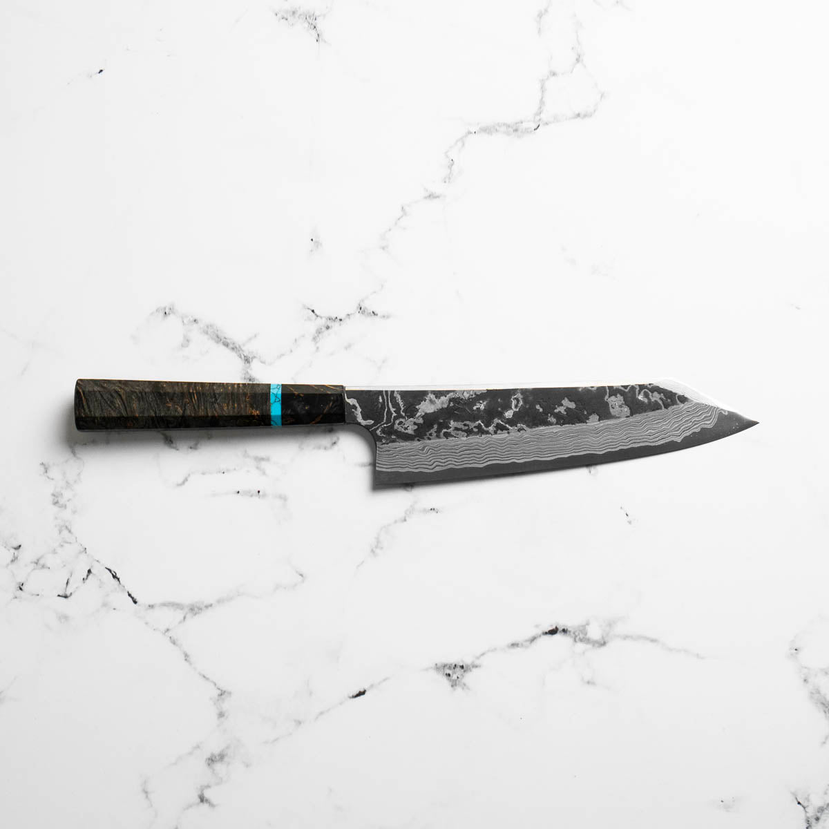 Hatsukokoro SLD Kurouchi Damascus Kiritsuke Gyuto 210 - Maple Turquoise