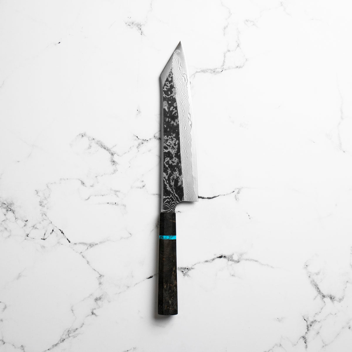 Hatsukokoro SLD Kurouchi Damascus Kiritsuke Gyuto 240 - Maple Turquoise