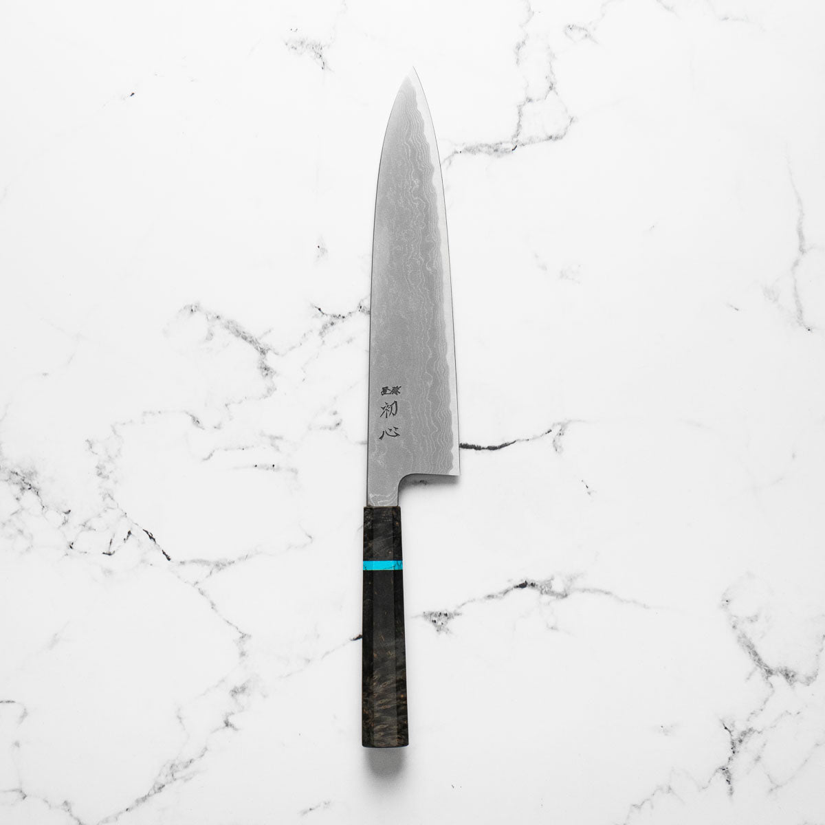 Hatsukokoro Blue 1 Damascus Gyuto 240mm - Turquoise