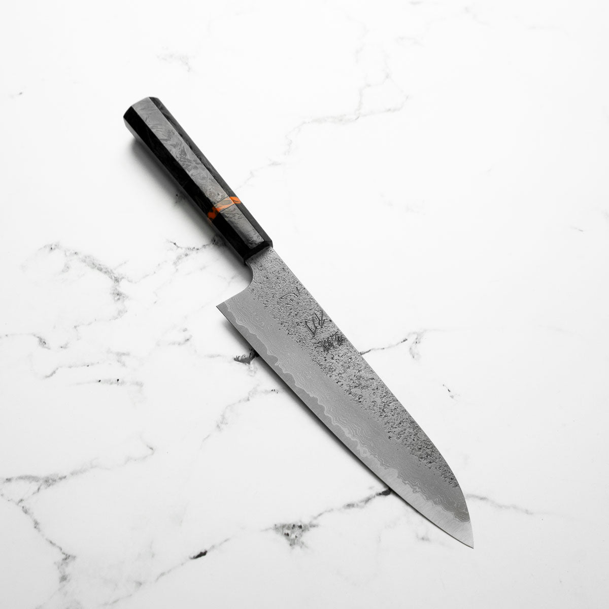 Hatsukokoro Ryusui Blue 2 Damascus Gyuto 210mm - Carbon Fibre