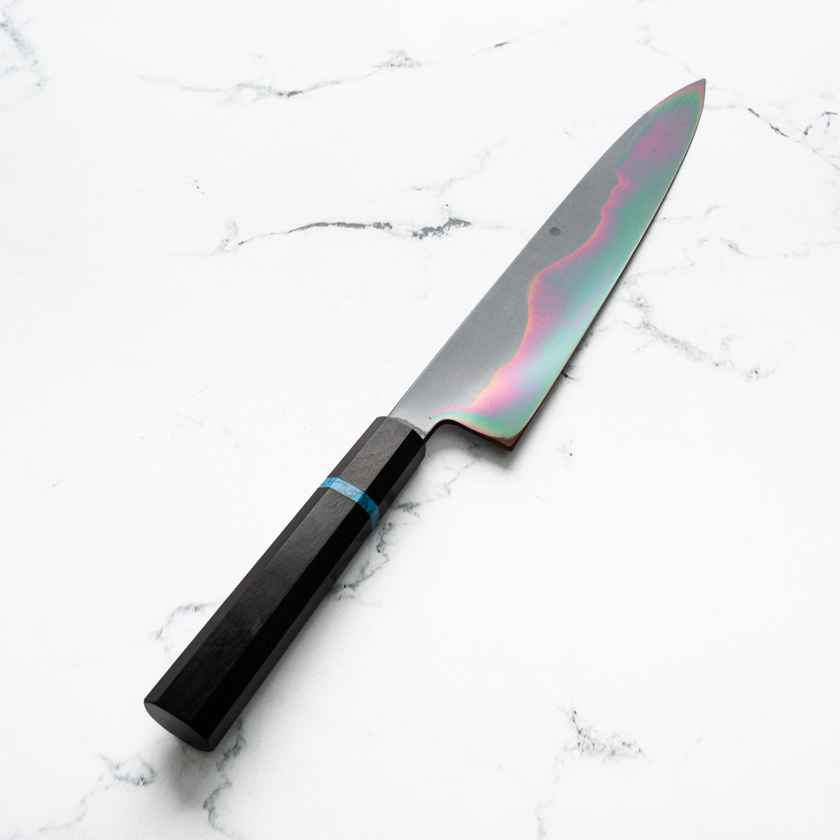 Yoshikazu Ikeda White 1 Honyaki Kachikaeshi Gyuto 240mm - Ebony Turquoise