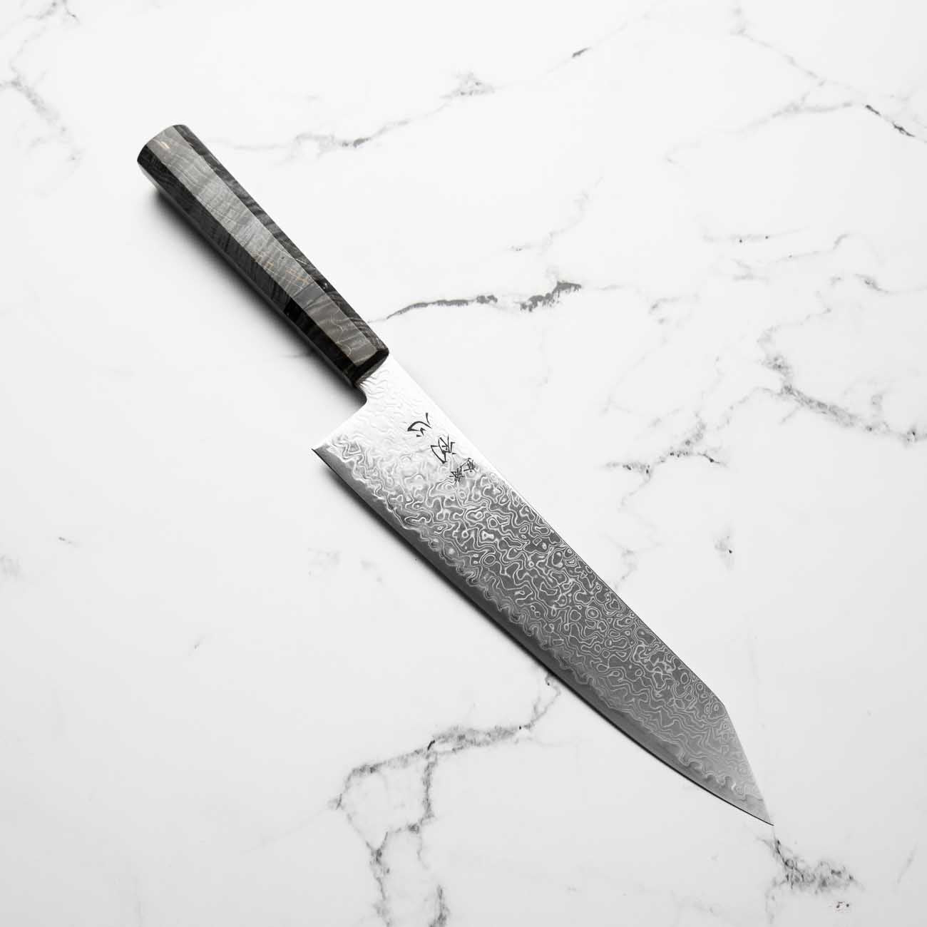 Hatsukokoro Ryuhyo SG2 Damascus Kiritsuke Gyuto 210mm - Dark Maple