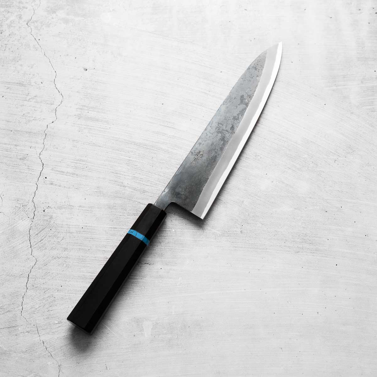 Seido "Kuro" x Tadafusa White 2 Kurouchi Gyuto 240mm - Ebony & Turquoise