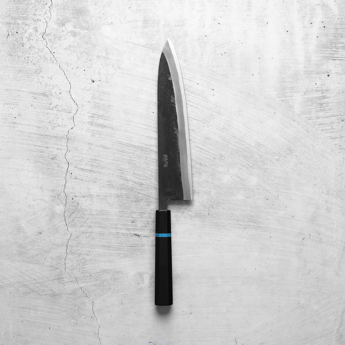 Seido "Kuro" x Tadafusa White 2 Kurouchi Gyuto 240mm - Ebony & Turquoise
