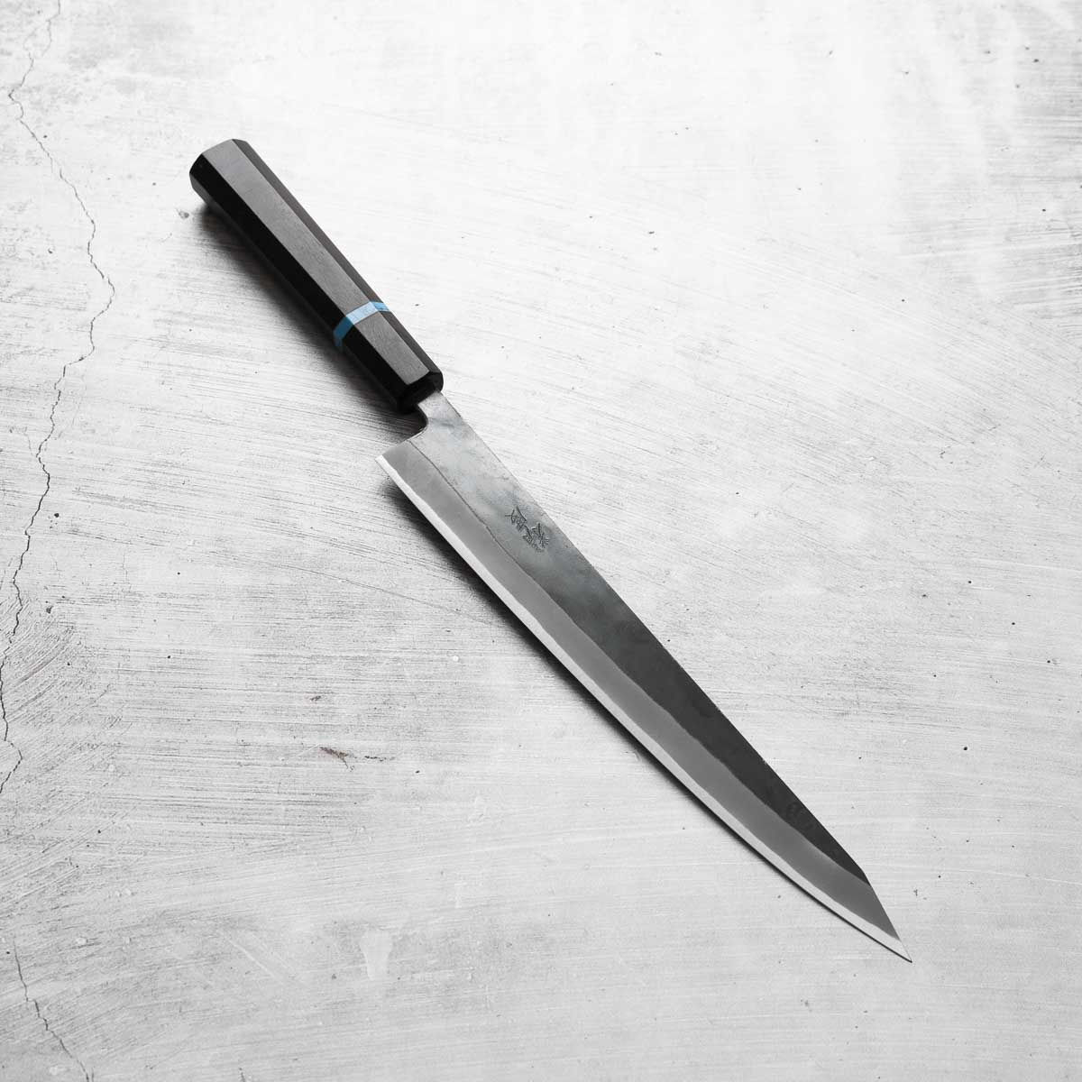 Seido "Kuro" x Tadafusa White 2 Kurouchi Sujihiki 240mm - Ebony & Turquoise