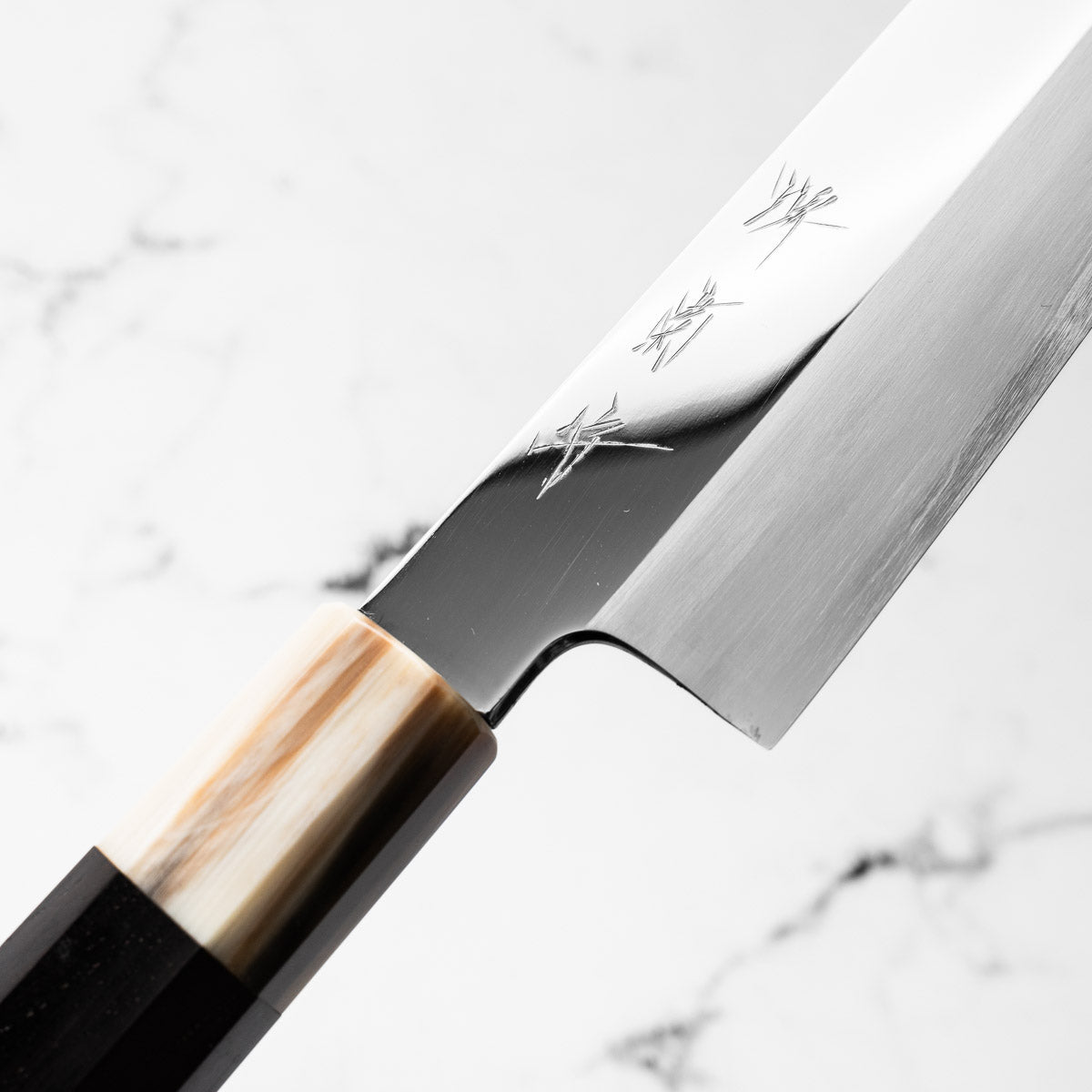 Nakagawa x Sakai Kikumori SG2 Mirror Kiritsuke Gyuto 210mm - Ebony and Blonde