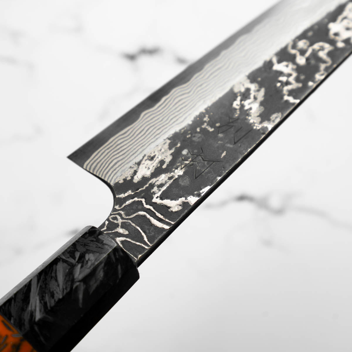 Hatsukokoro SLD Kurouchi Damascus Gyuto 210mm - Carbon Fibre