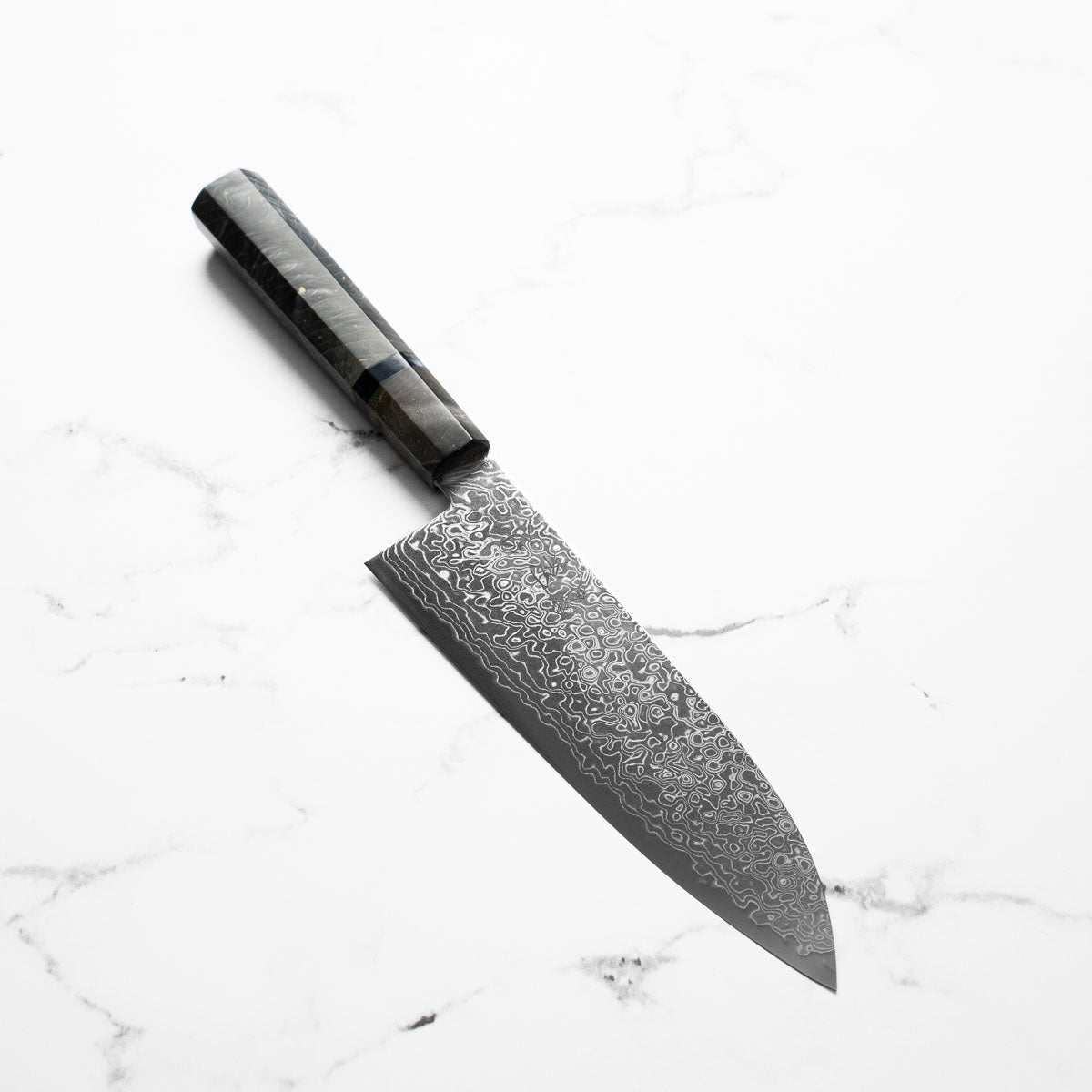 Hatsukokoro Ryuhyo SG2 Damascus Santoku 180mm - Dark Maple