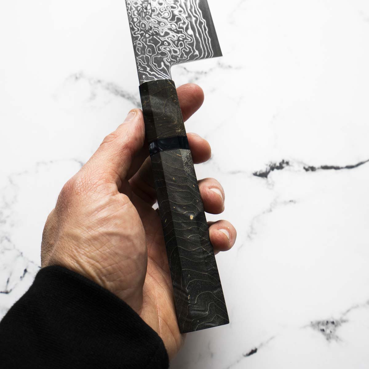 Hatsukokoro Ryuhyo SG2 Damascus Santoku 180mm - Dark Maple