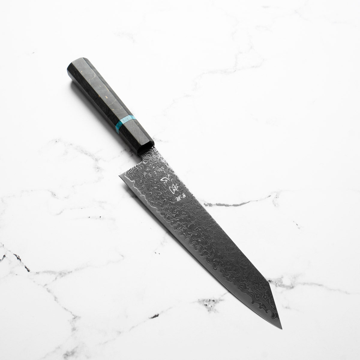 Hatsukokoro Ryuhyo Kurozome SG2 Damascus Kiritsuke Gyuto 210mm - Maple Turquoise