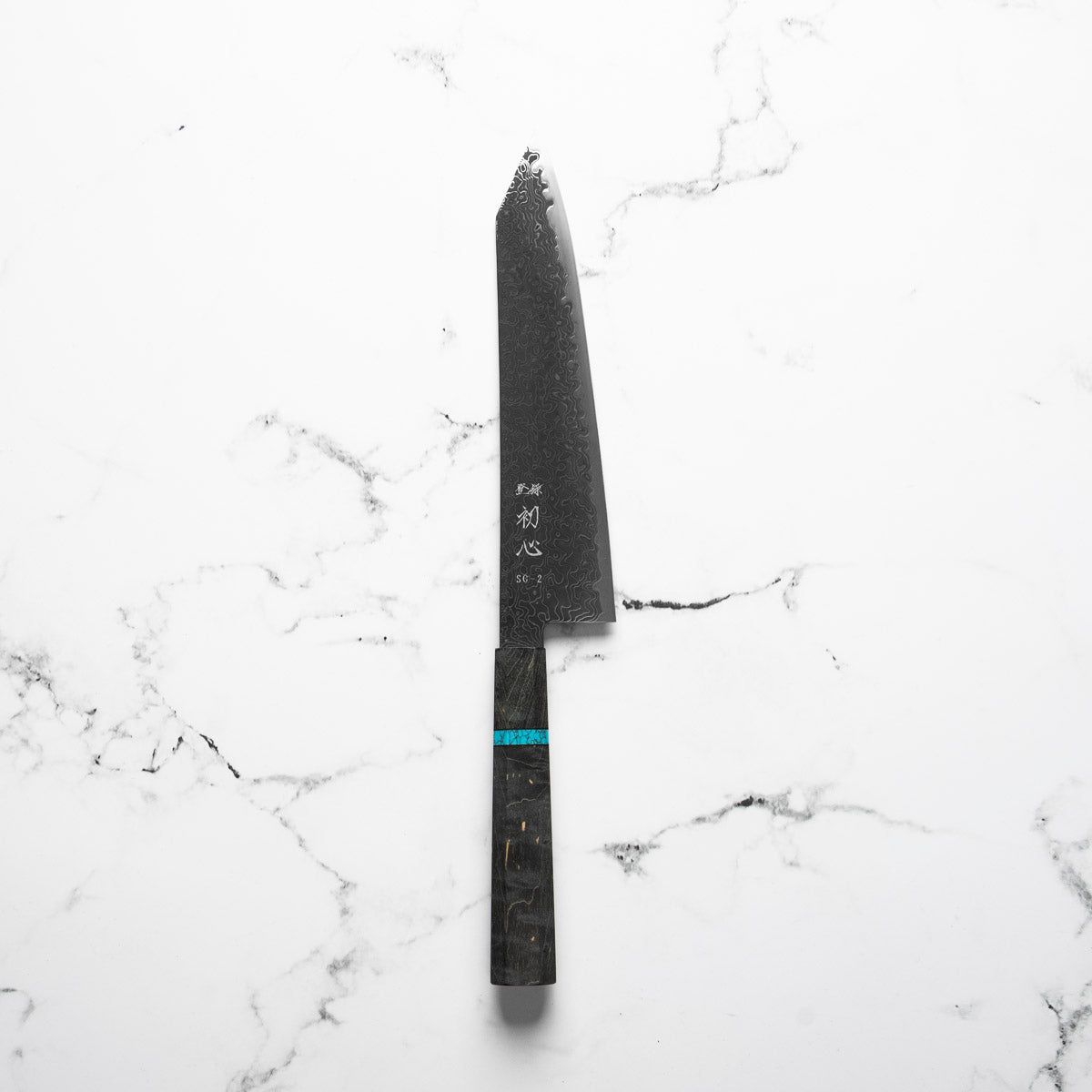 Hatsukokoro Ryuhyo Kurozome SG2 Damascus Kiritsuke Gyuto 210mm - Maple Turquoise