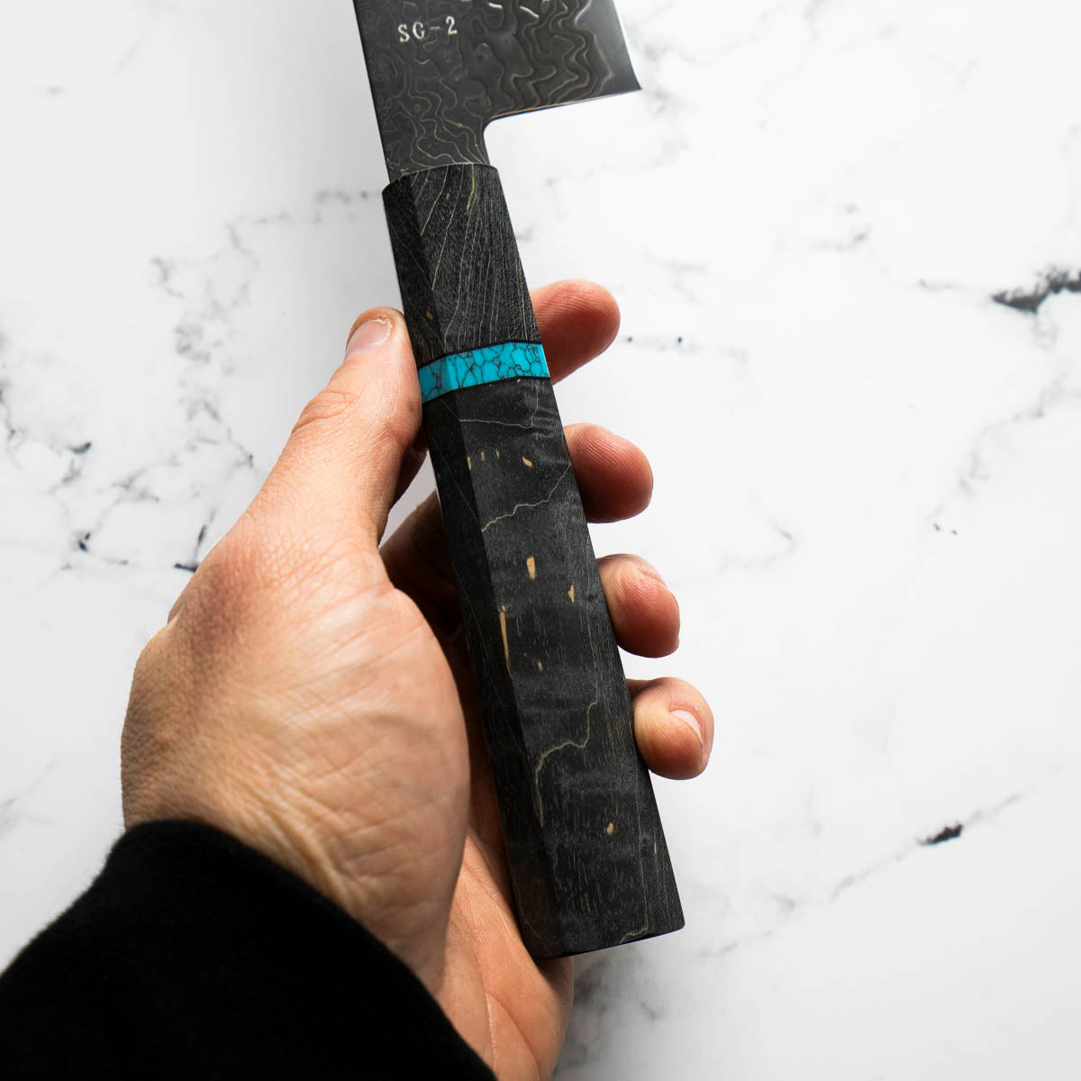 Hatsukokoro Ryuhyo Kurozome SG2 Damascus Kiritsuke Gyuto 210mm - Maple Turquoise