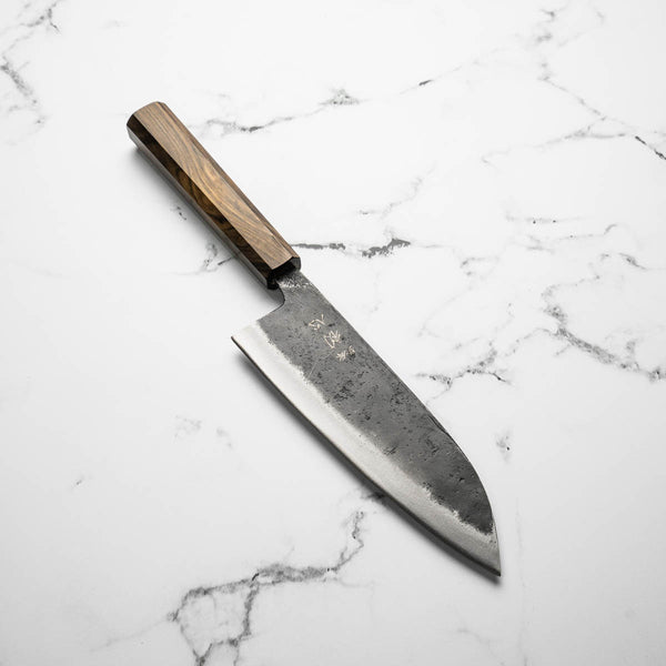 Hatsukokoro Kurogane Blue 2 Santoku 165mm - Mono Bubinga
