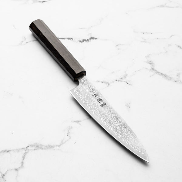 Hatsukokoro Hikari SLD Damascus Kurozome Petty 130mm - Ebony