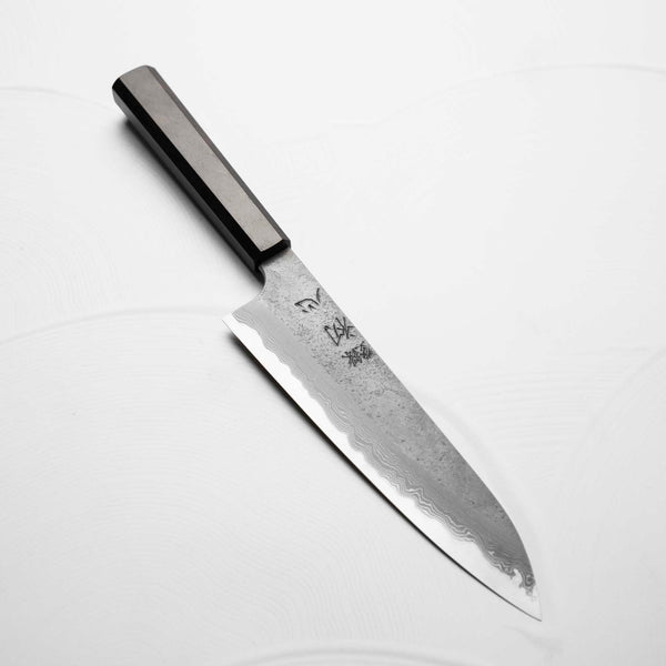 Nigara Hamono (Hatsukokoro) Blue 2 Nashiji Damascus Gyuto 210mm - Ebony