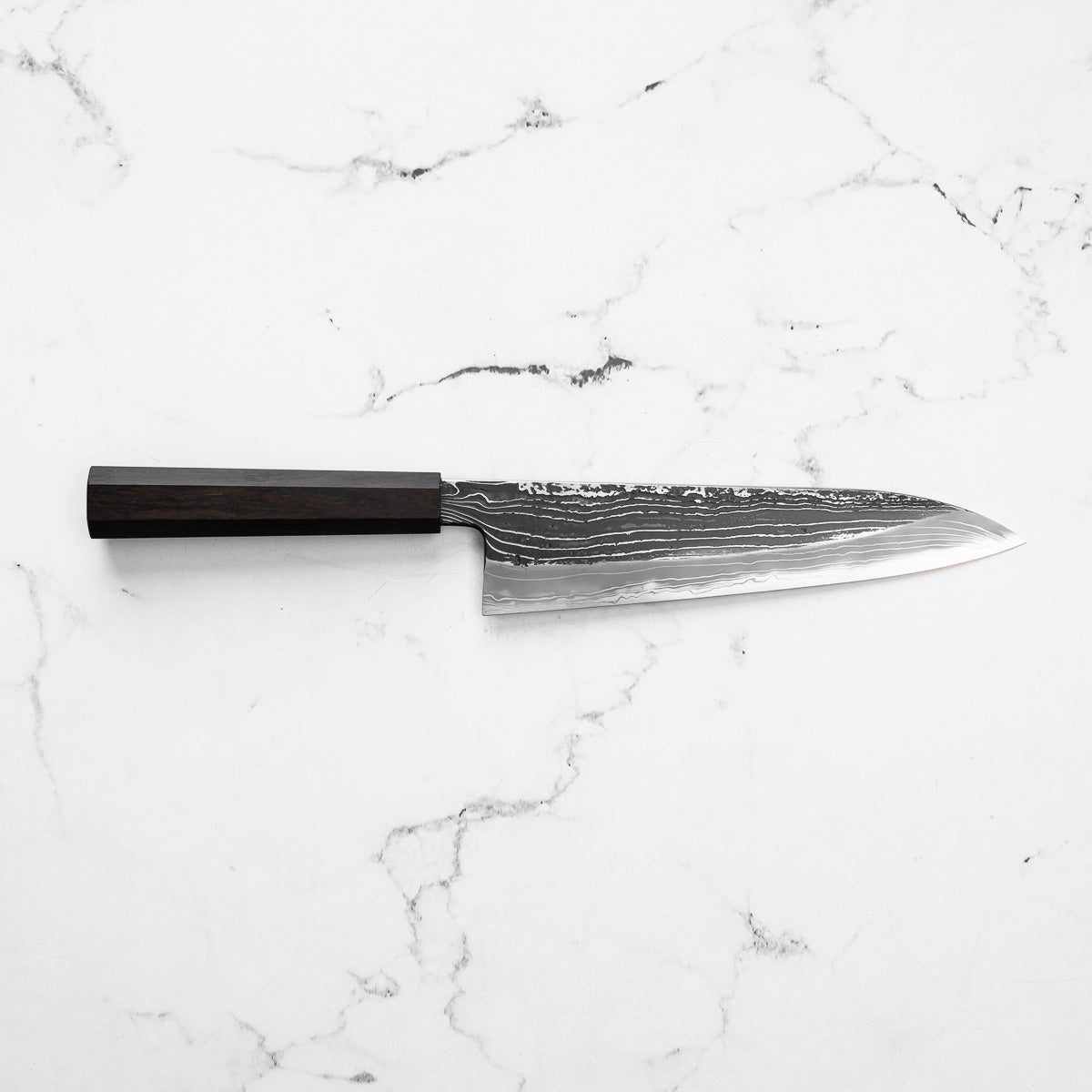 Masuda Blue 1 Damascus Kurouchi Gyuto 225mm - Ebony