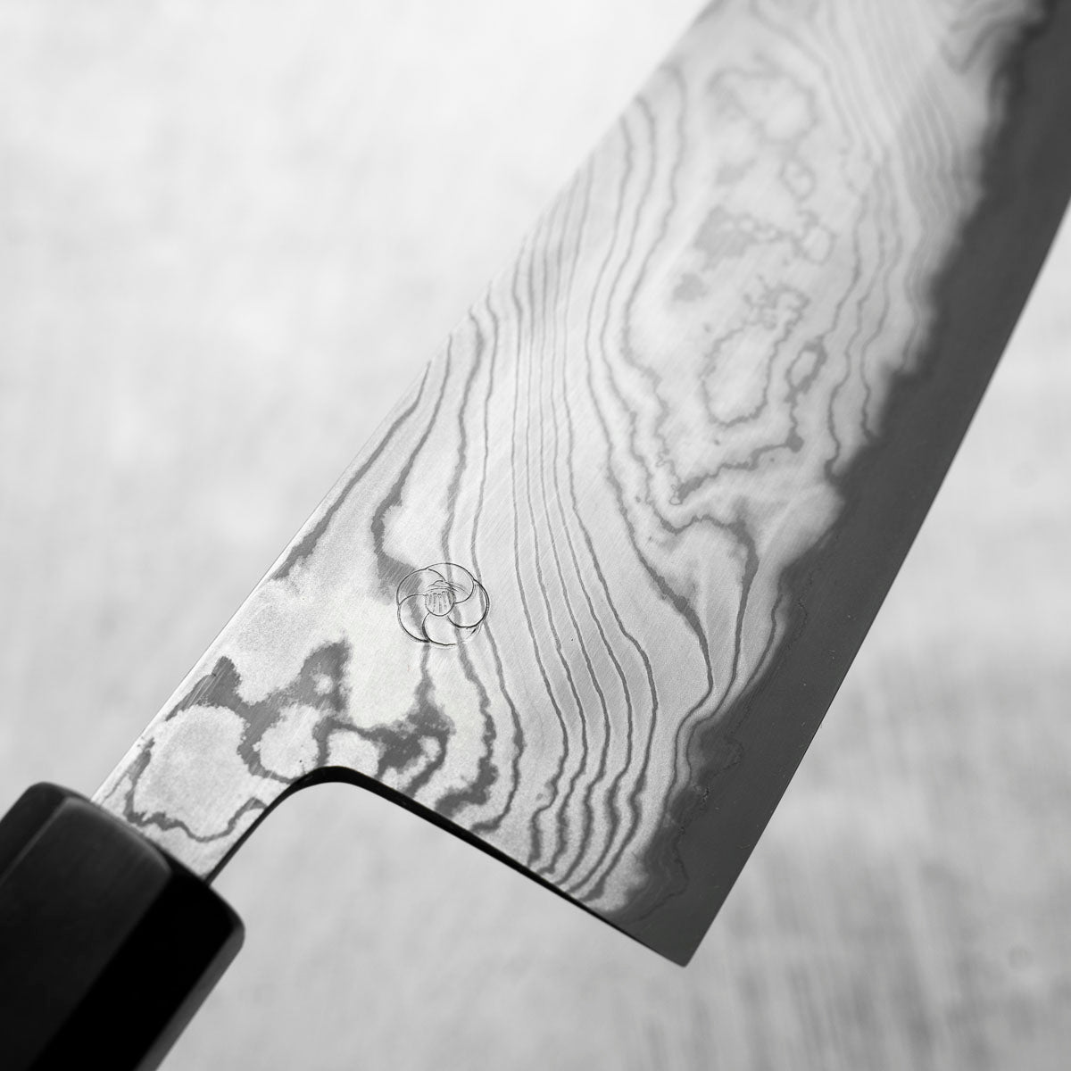 Miyazaki Kajiya Blue 2 Black Damascus Kiritsuke 210mm