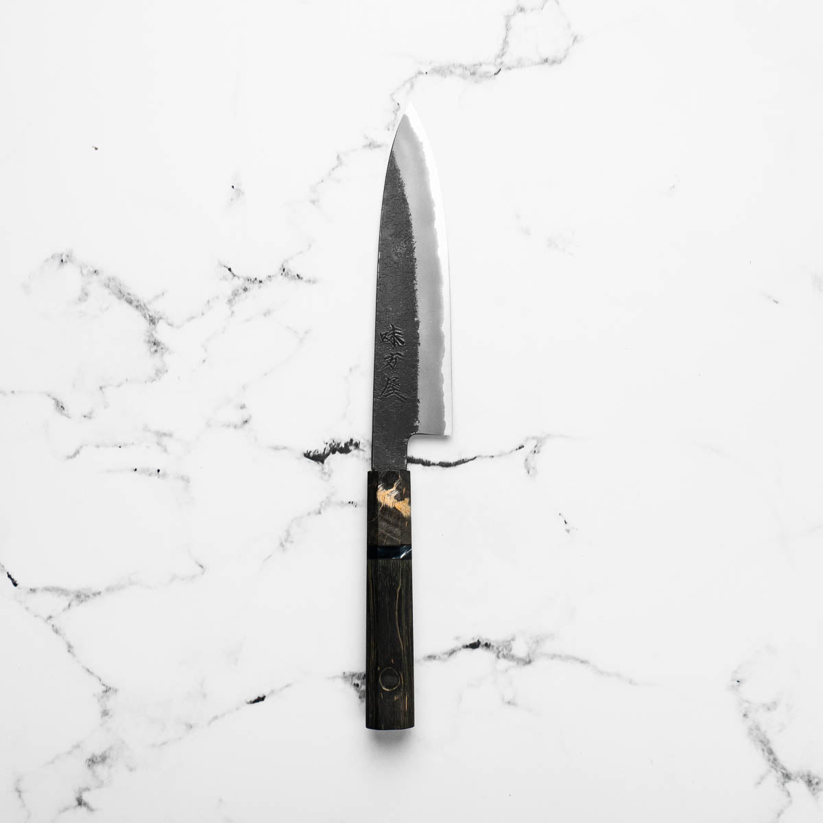 Mutsumi Hinoura Ajikataya White 2 SS Clad Petty 150mm - Dark Maple