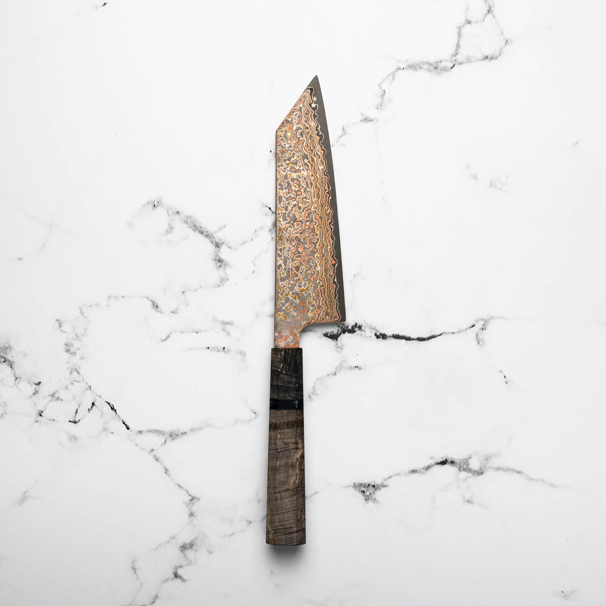 Takeshi Saji VG10-W Nashiji Rainbow Damascus Bunka 165mm - Dark Maple