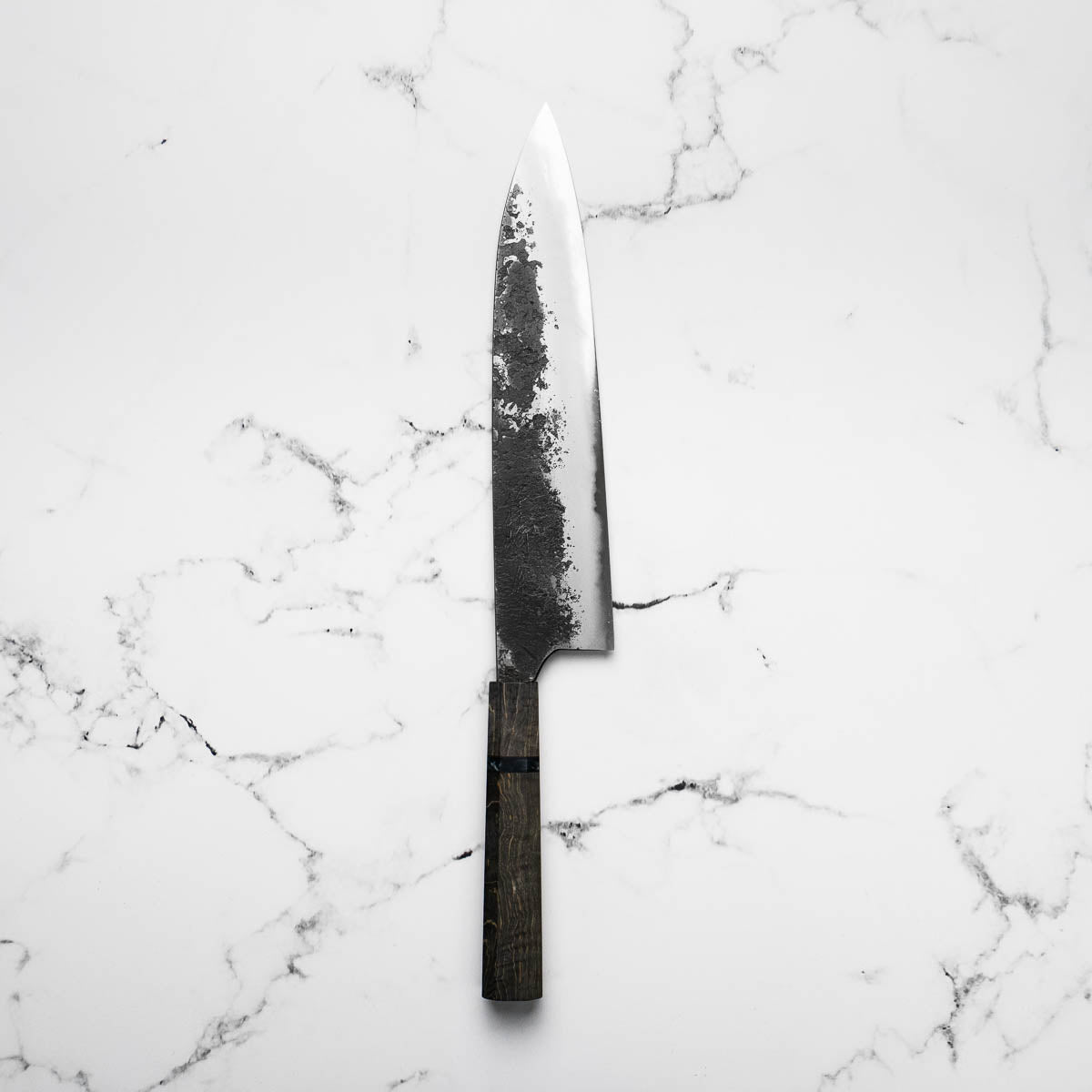 Mazaki White 2 Nashiji Gyuto 240mm - Dark Maple
