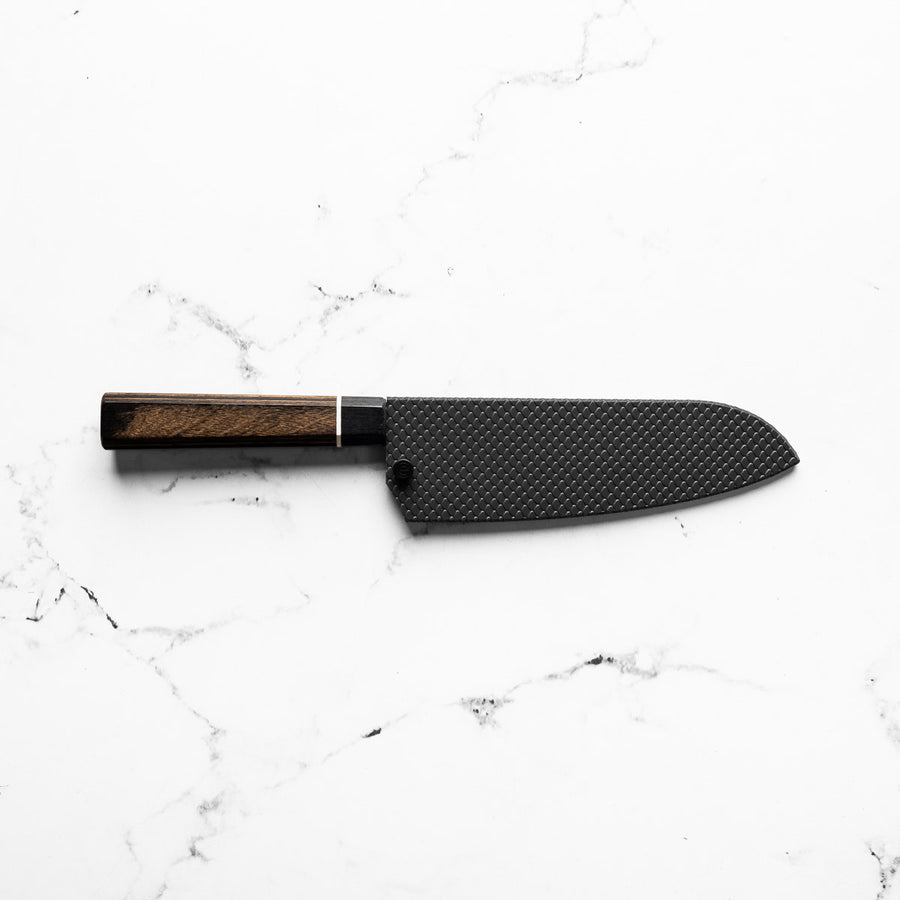 Senzo Black Santoku 167mm - Fitted Saya - Scales