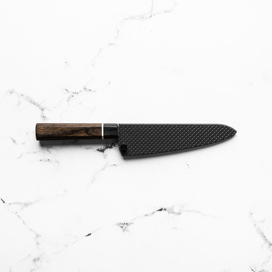 Senzo Black Small Santoku 143mm - Fitted Saya - Scales