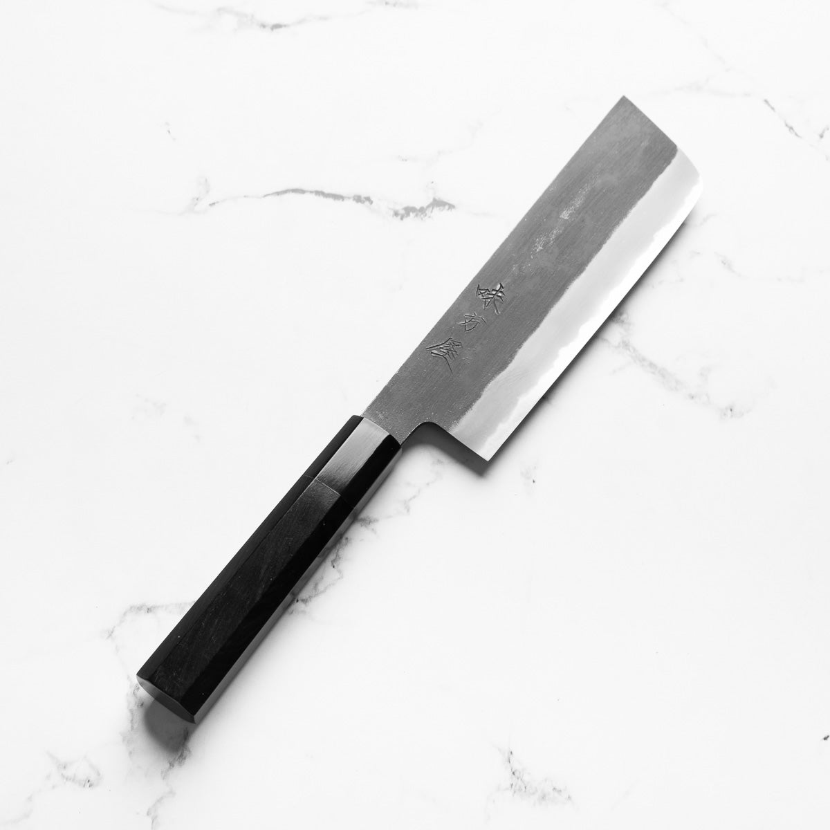 Mutsumi Hinoura Ajikataya White 2 Nakiri 165mm - Ebony / Black Horn