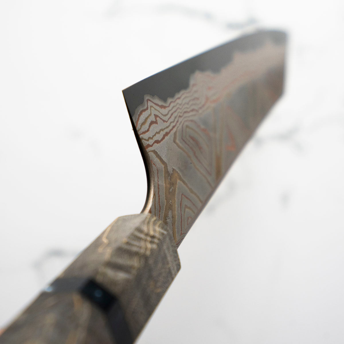 Hatsukokoro Irodori Blue 2 Rainbow Damascus Kiritsuke Gyuto 240mm - Dark Maple
