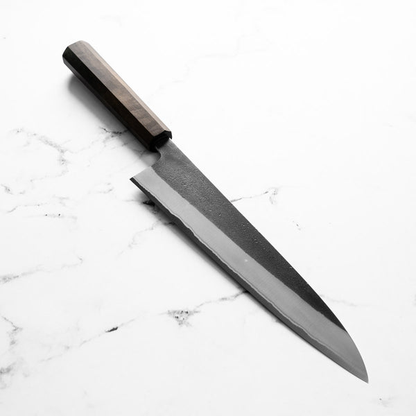 Yoshikane (Hatsukokoro) White 2 Kurouchi Nashiji Stainless Clad Gyuto 240mm - Bubinga
