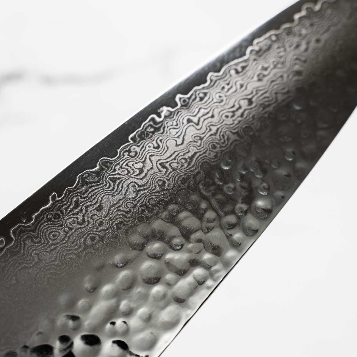 Touroku Sakai Kagayaki VG10 Damascus Tsuchime Santoku 170mm