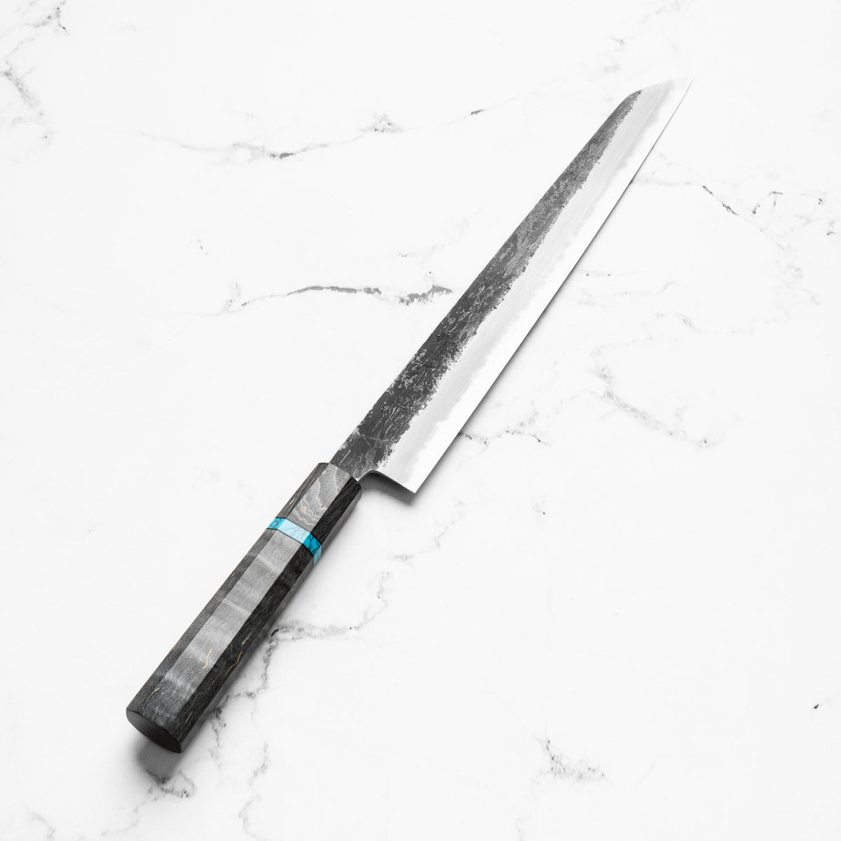 Sakai Kikumori White 2 Kurouchi Kiritsuke Sujihiki 300mm - Maple Turquoise