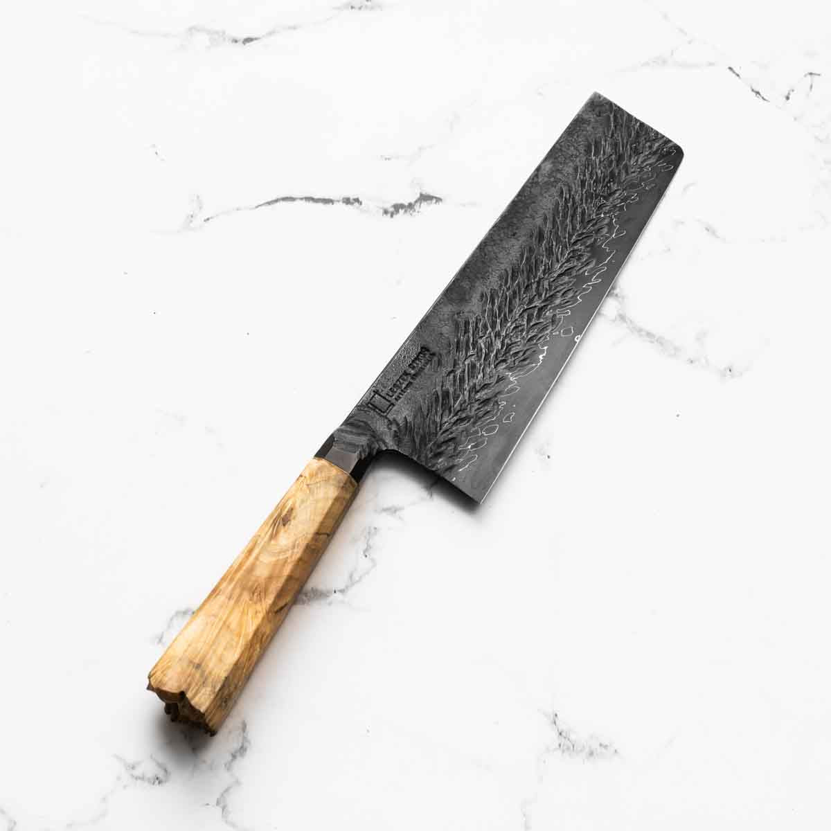 Leszek Sikon Hammer S Grind Nakiri 190mm - Live End Spalted Maple