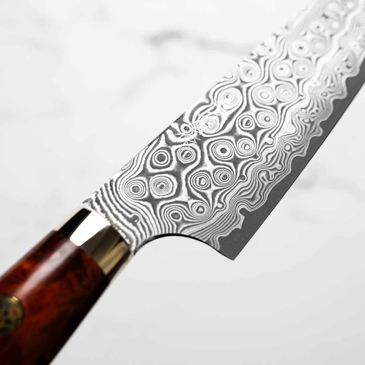 Nigara Hamono "Anmon" SG2 Damascus Petty 150mm - Western Karin Handle