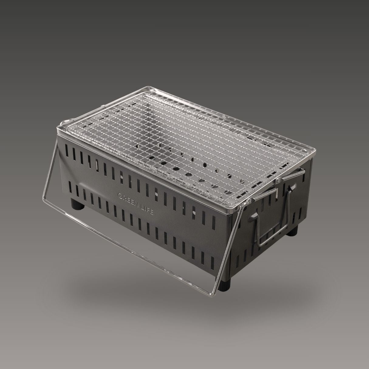 Green Life - Tabletop BBQ Grill Double Walled Liftable Grill - Grey