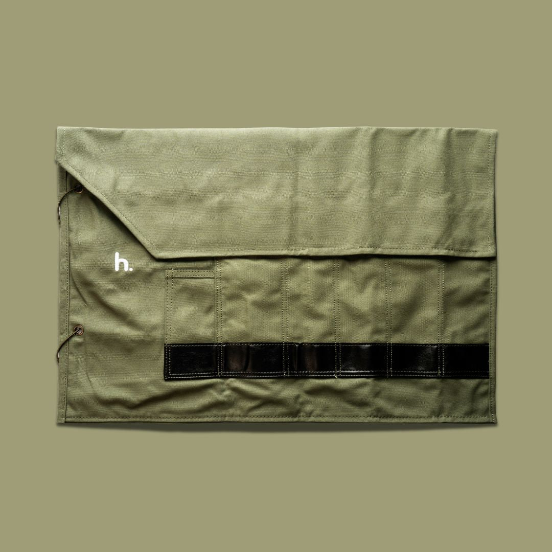 Habitat Canvas Knife Roll - 6 Slot - Dark Green