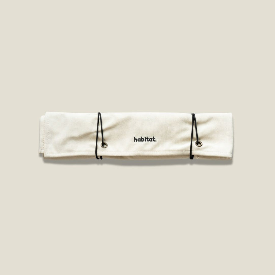 Habitat Canvas Knife Roll - 6 Slot - White With Enamel Pins