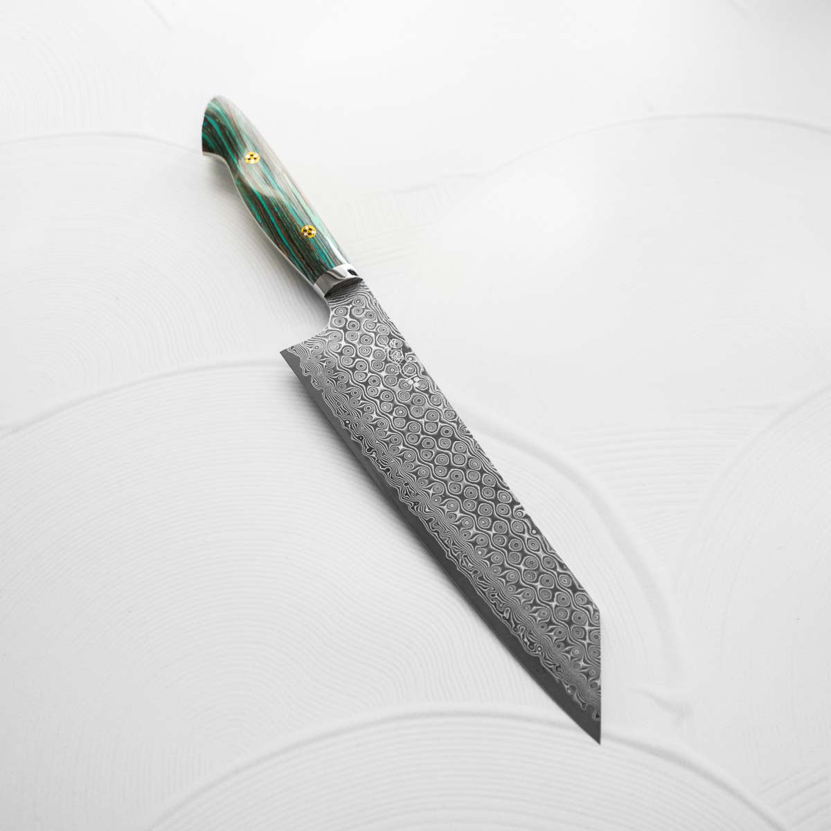 Nigara Hamono SG2 Raindrop Damascus Kiritsuke 240mm - Turquoise