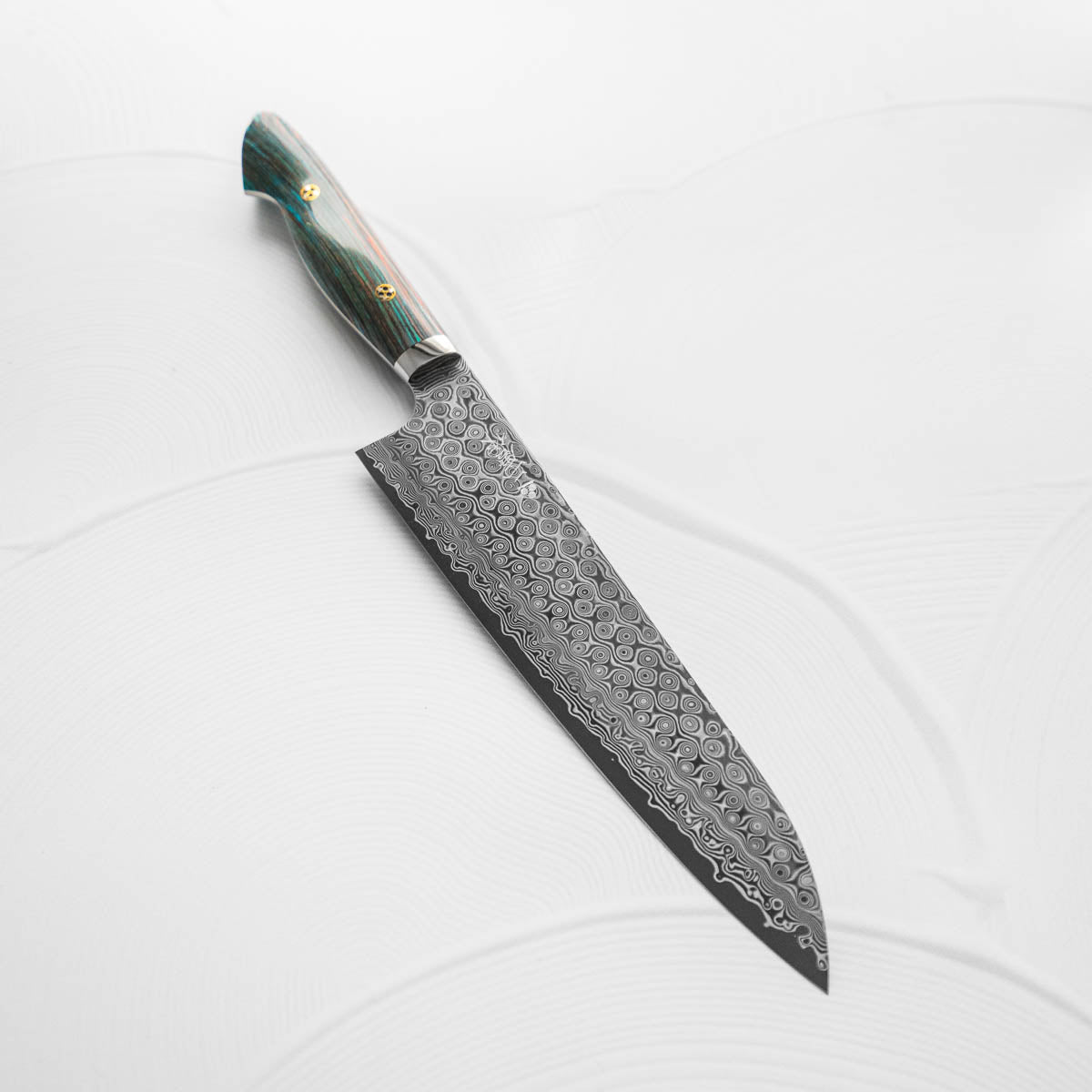 Nigara Hamono SG2 Raindrop Damascus Gyuto 240mm - Turquoise