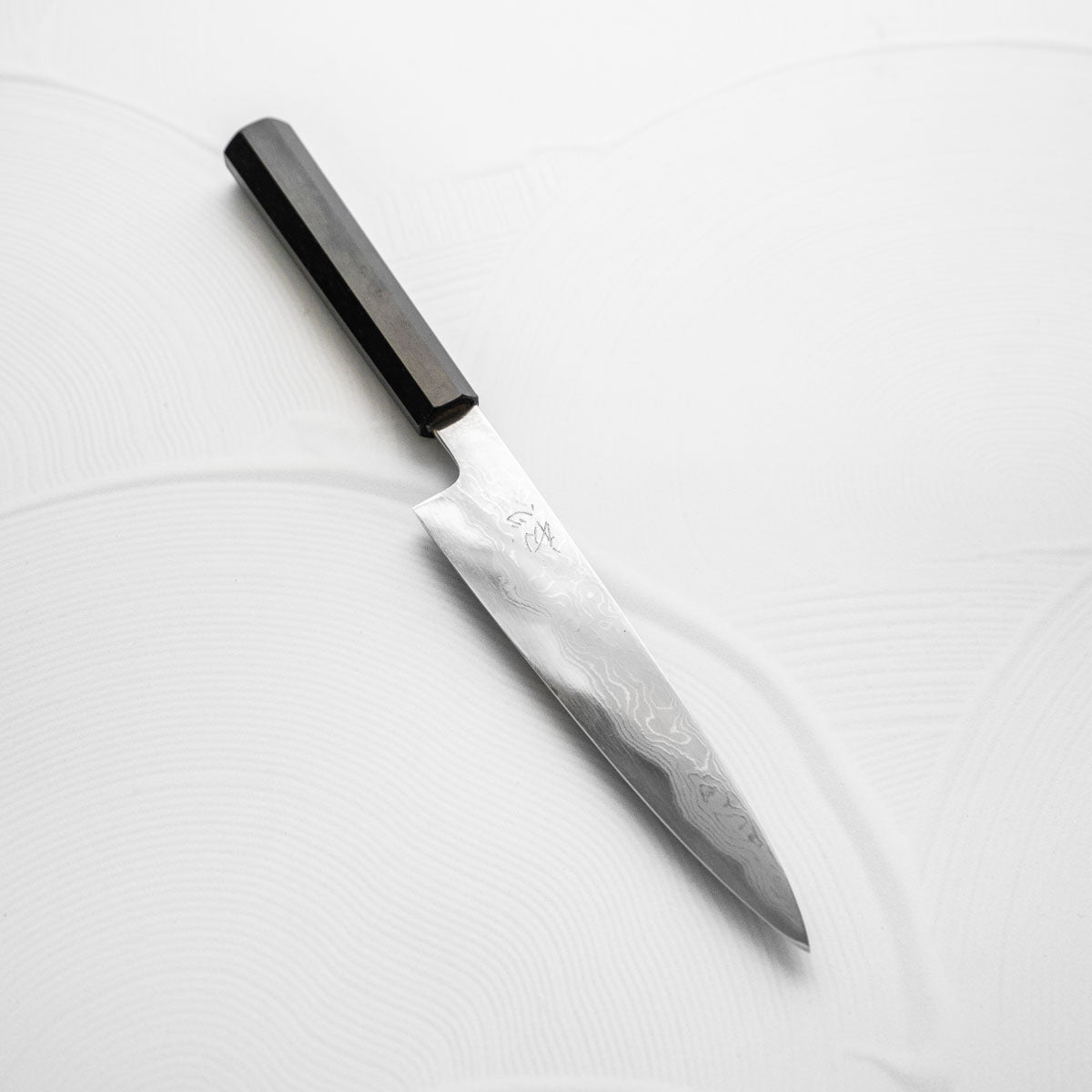 Hatsukokoro Komorebi Blue 1 Damascus Petty 150 - Ebony