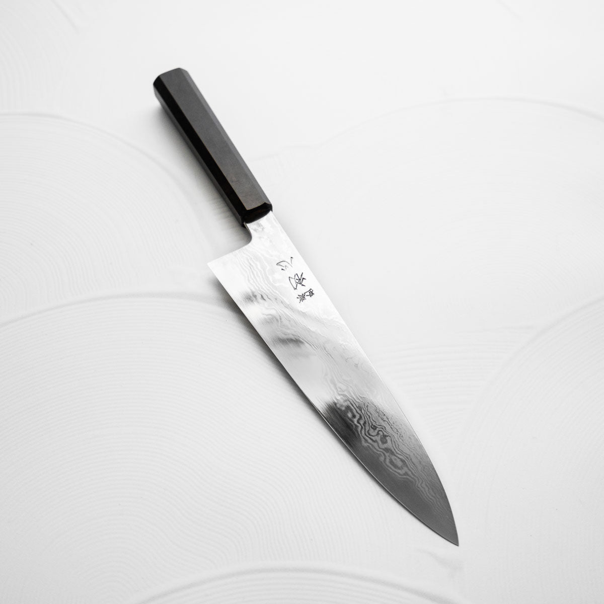 Hatsukokoro Komorebi Blue 1 Damascus Gyuto 210 - Ebony