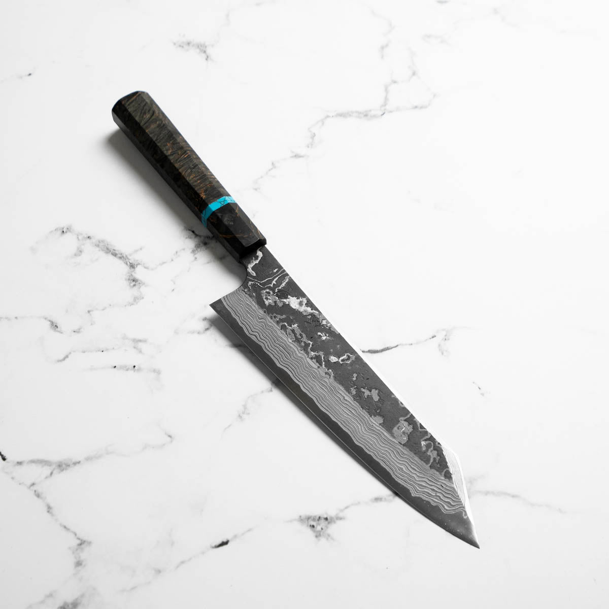 Hatsukokoro SLD Kurouchi Damascus Kiritsuke Gyuto 210 - Maple Turquoise