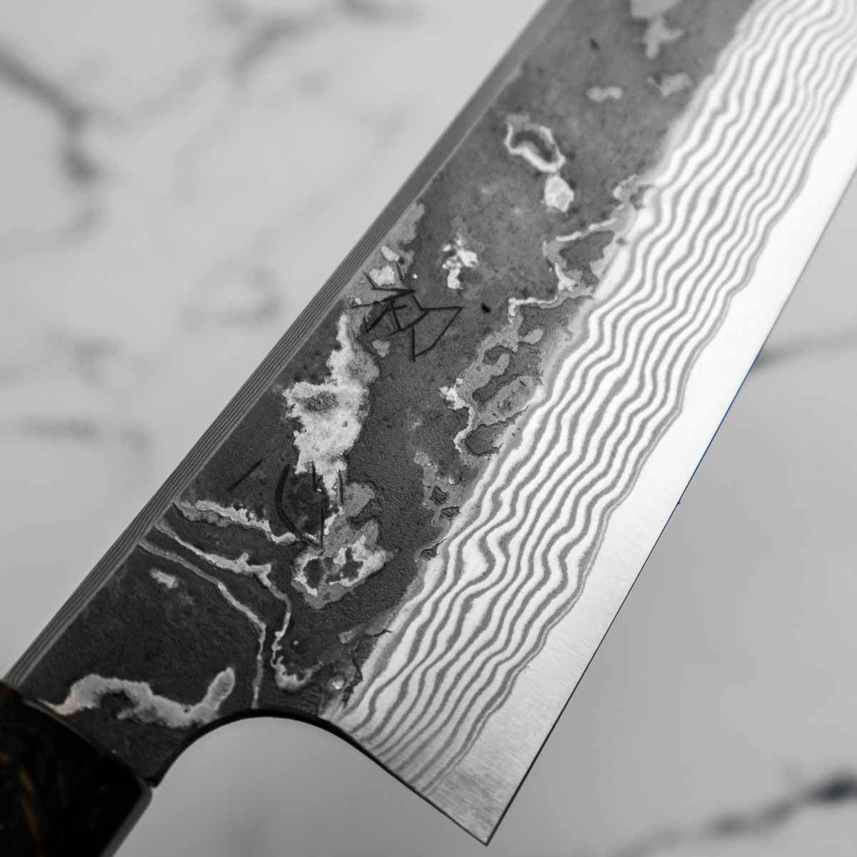 Hatsukokoro SLD Kurouchi Damascus Kiritsuke Gyuto 210 - Maple Turquoise