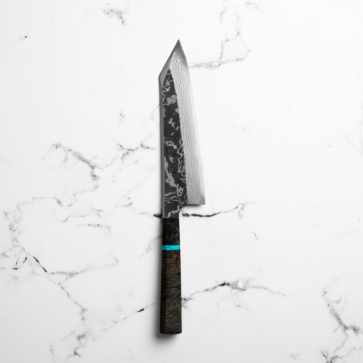 Hatsukokoro SLD Kurouchi Damascus Kiritsuke Gyuto 210 - Maple Turquoise
