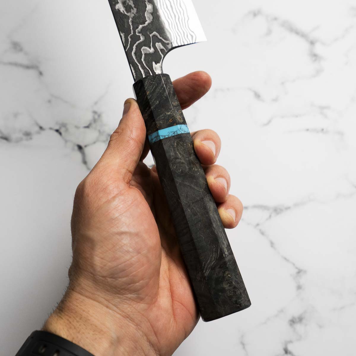 Hatsukokoro SLD Kurouchi Damascus Gyuto 240mm - Maple Turquoise