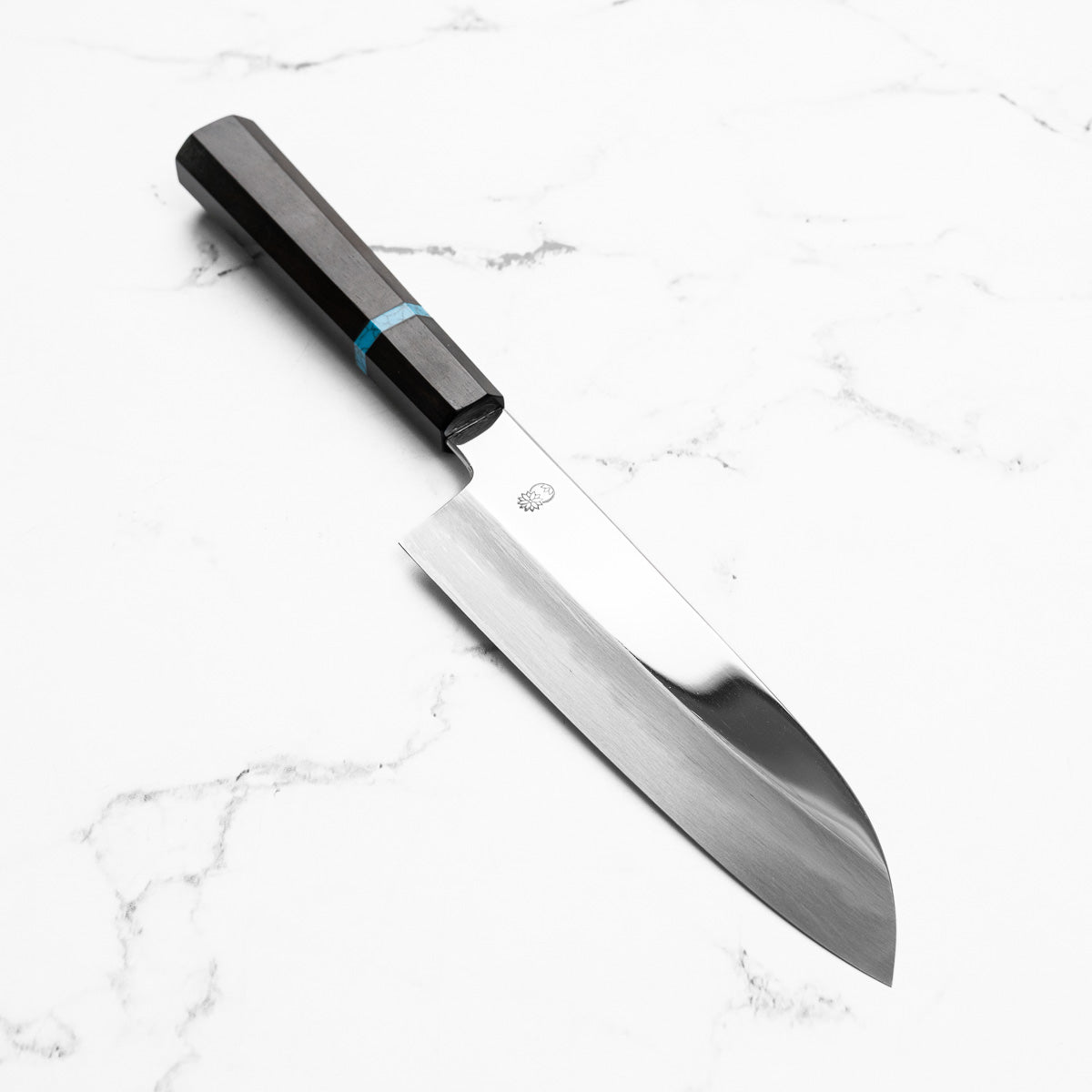 Sakai Kikumori "Choyo" Blue 1 Santoku 180mm - Ebony Turquoise