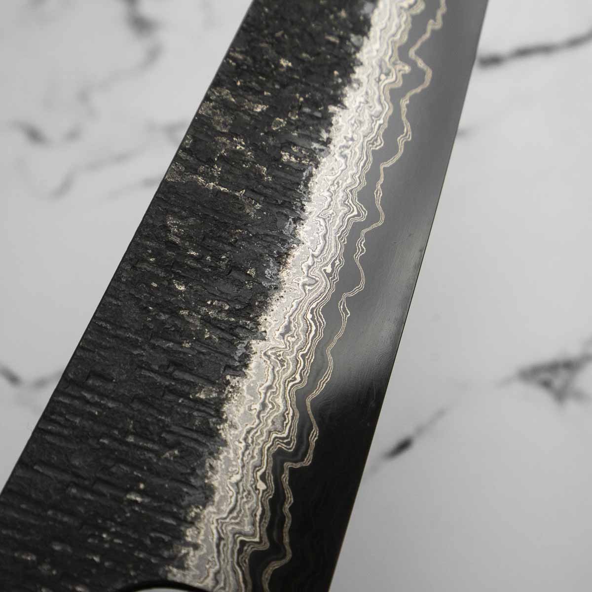 Hatsukokoro Itadaki Blue 2 + White 2 Coreless Kurouchi Tsuchime Gyuto 240mm