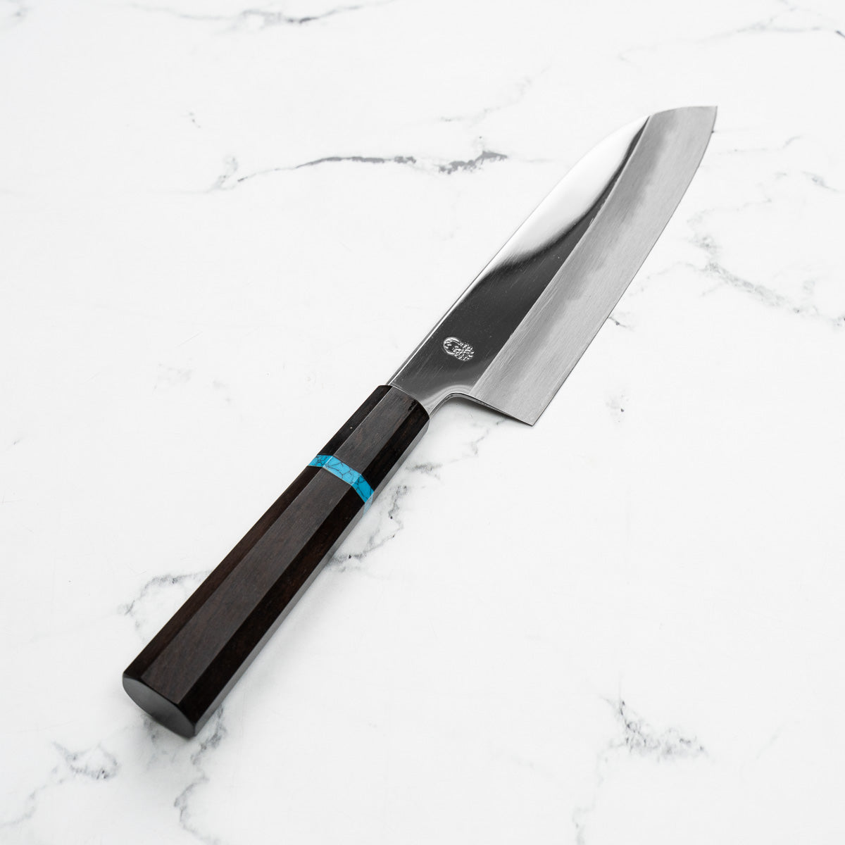 Sakai Kikumori "Choyo" Blue 1 Santoku 180mm - Ebony Turquoise