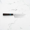 Sakai Kikumori "Choyo" Blue 1 Santoku 180mm - Ebony Turquoise