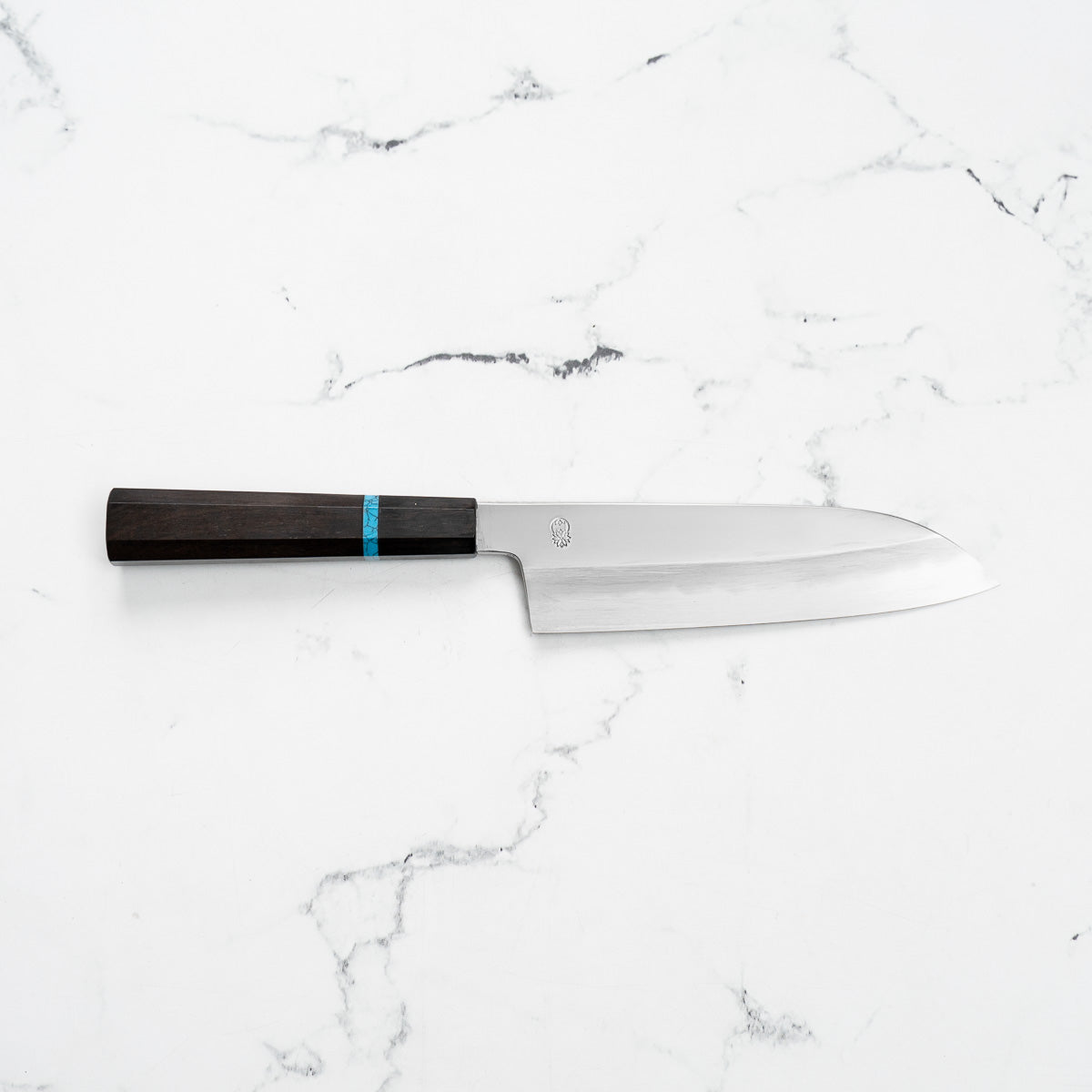 Sakai Kikumori "Choyo" Blue 1 Santoku 180mm - Ebony Turquoise
