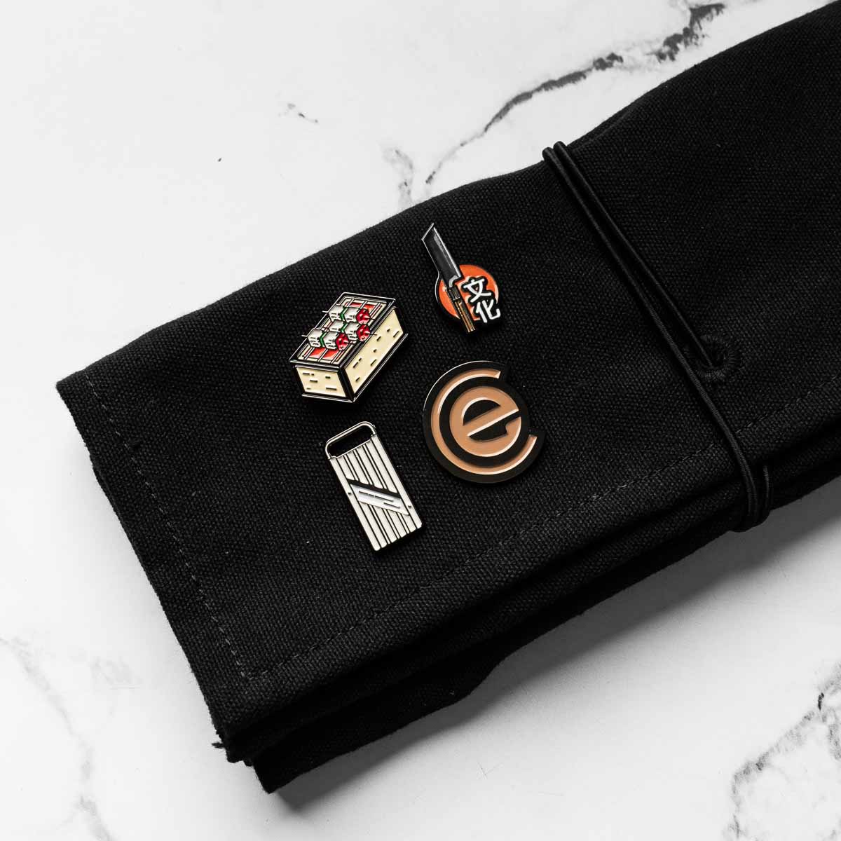 Habitat Canvas Knife Roll - 6 Slot - Black With Enamel Pins